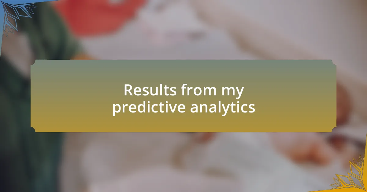 Results from my predictive analytics
