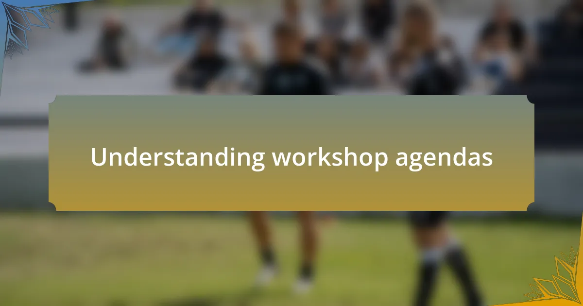 Understanding workshop agendas